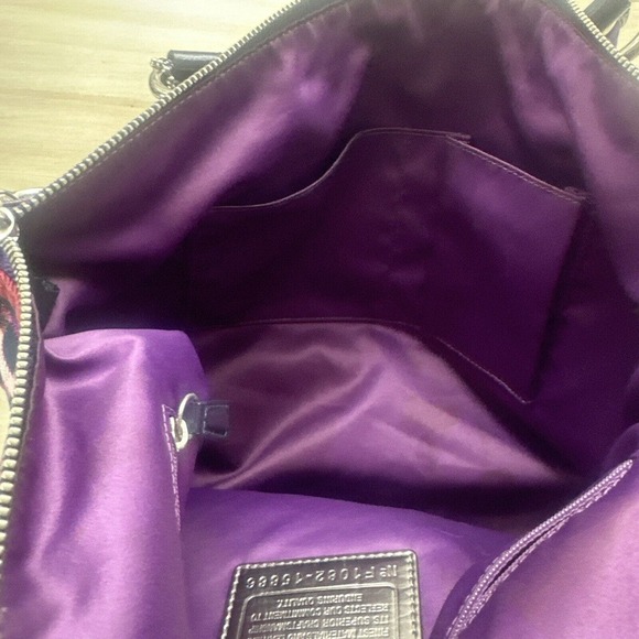 Coach Poppy Plaid Purple Pink Handbag Large gray condition - Picture 13 of 16